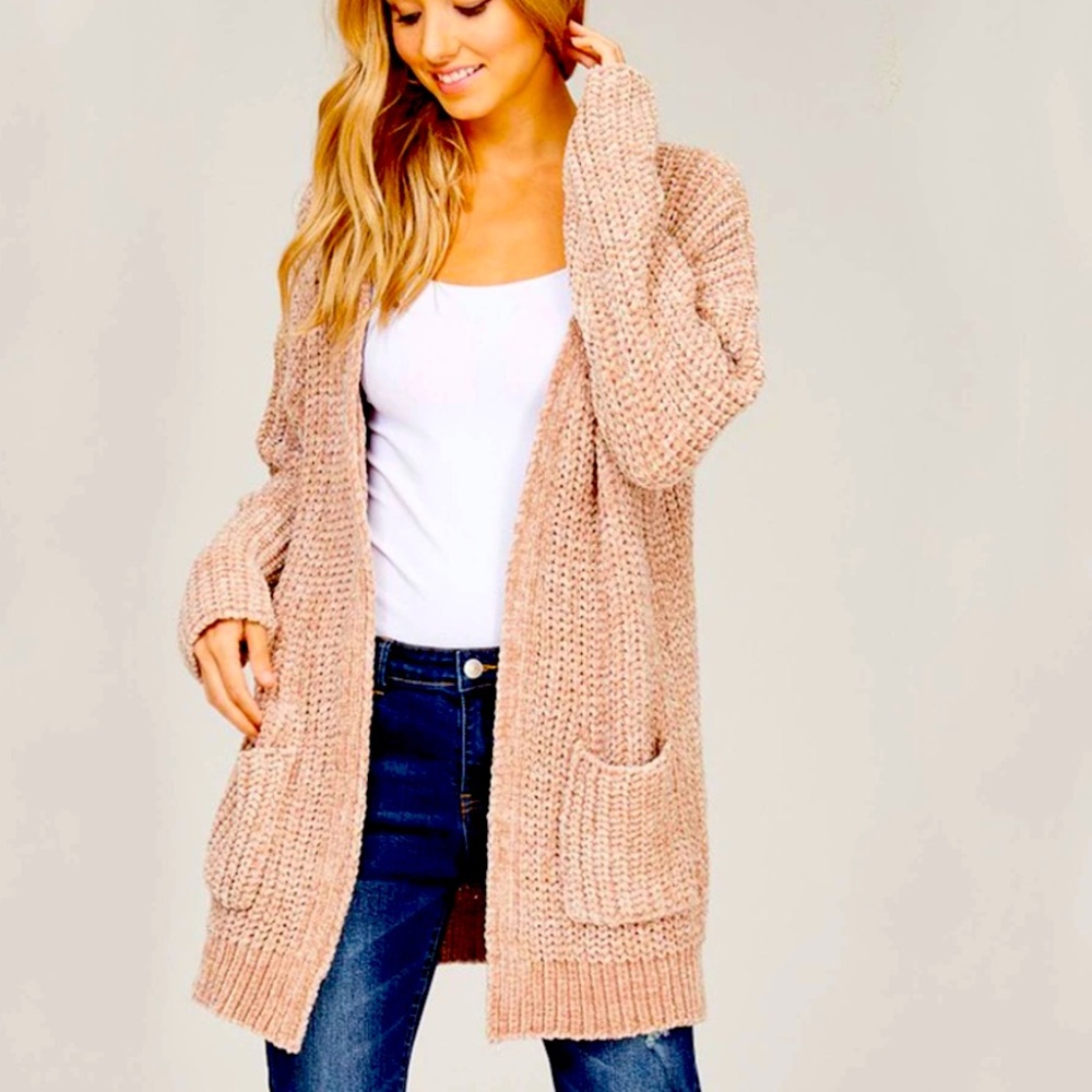 Taupe Chenille Cardigan